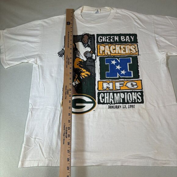 Vintage 1997 Starter Green Bay Packers NFC Champions T-Shirt Sz L Brett Favre - Picture 10 of 10